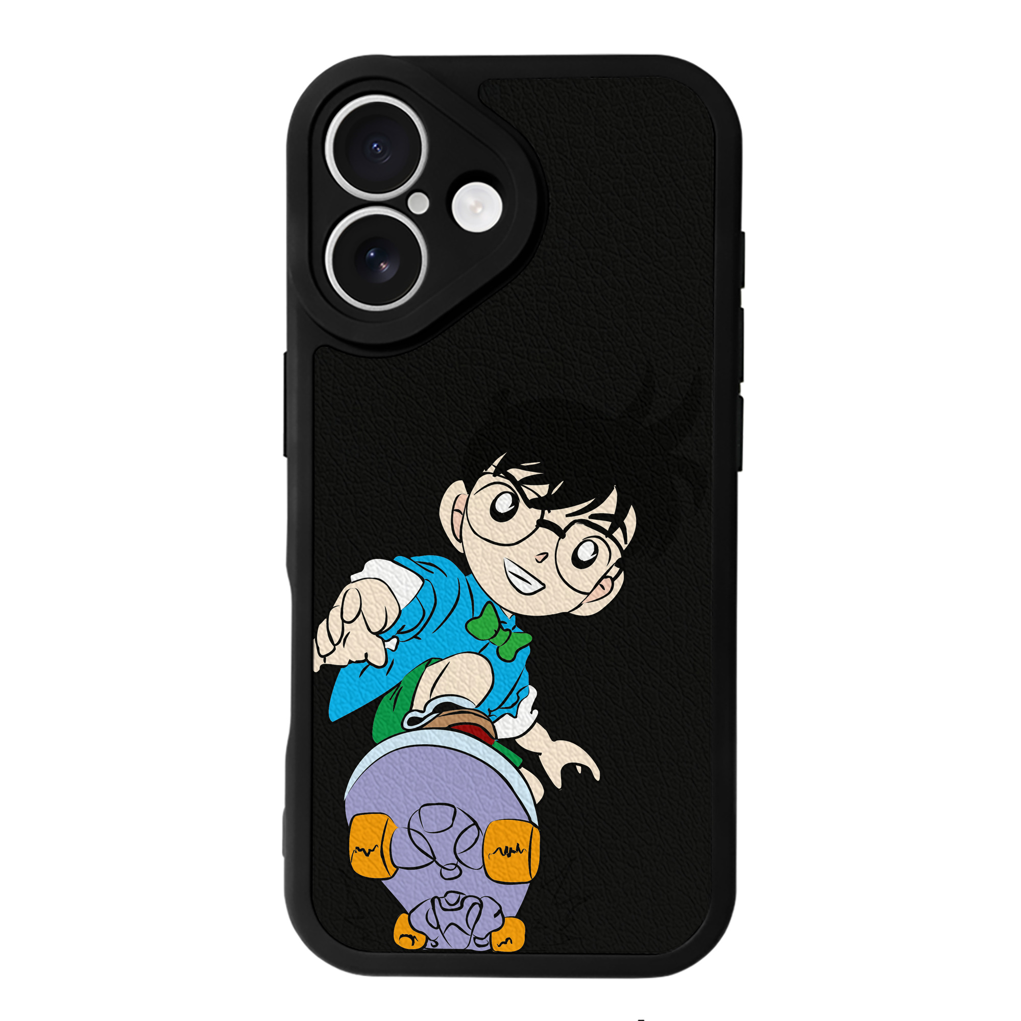 （画像用） 名探偵コナン 江戸川 コナン Detective Conan Conan Edogawa 【iPhone 16シリーズ対応】シリコンスマホケース（レザー調） 材質：シリコン